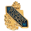 Student Council Scroll Shape Pin, Gold