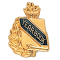 Yearbook Scroll Shape Pin, Gold