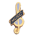 Treble Clef with Music Pin, Gold