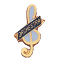Treble Clef with Orchestra Pin, Gold