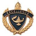 Excellence Torch & Wreath Pin, Gold
