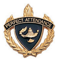 Perfect Attendance Torch & Wreath Pin, Gold