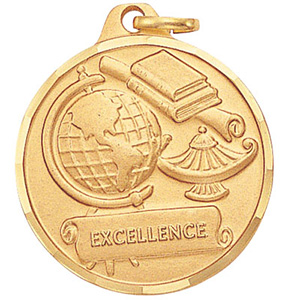 Excellence Globe & Lamp Medal 1 1/4