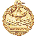 Mathematics Lamp & Books Medal 1 1/8