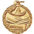 Spelling Lamp & Books Medal 1 1/8