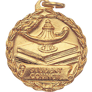 Student Council Lamp & Books Medal 1 1/8