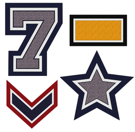 Chenille Stars, Bars, Chevrons and Single Numbers