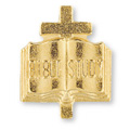 Cross and Books Religious Pins
