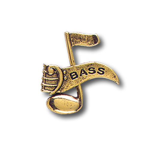 Music Note with Bass Pinsert, Gold