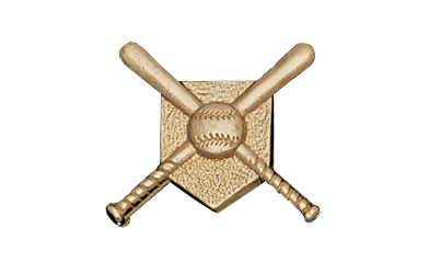 Crossed Bats Metal Insert, Gold - Box of 25