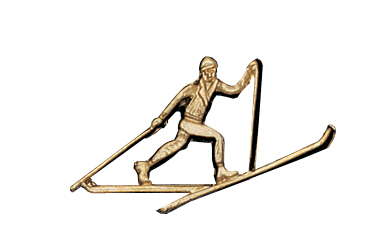 Cross Country Skier Metal Insert, Gold - Box of 25