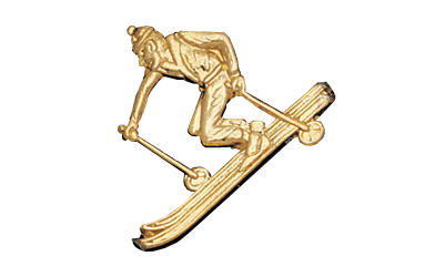 Down Hill Skier Metal Insert, Gold - Box of 25