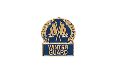 Crossed Flags Winter Color Guard Pin with Blue Enamel Fill