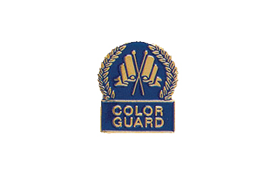 Crossed Flags Color Guard Pin with Blue Enamel Fill