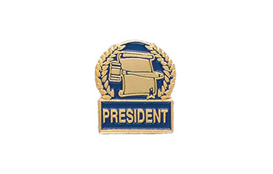 Gavel & Scroll President Pin with Blue Enamel Fill