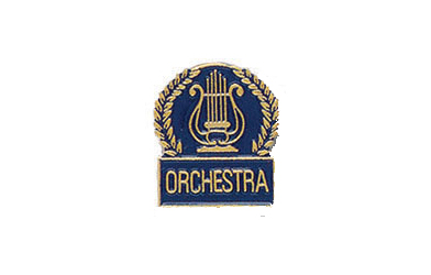Music Lyre Orchestra Pin with Blue Enamel Fill