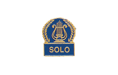 Music Lyre Solo Pin with Blue Enamel Fill