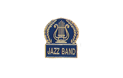 Music Lyre Jazz Band Pin with Blue Enamel Fill
