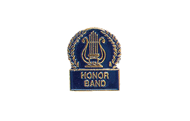 Music Lyre Honor Band Pin with Blue Enamel Fill