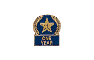 Star One Year Pin with Blue Enamel Fill