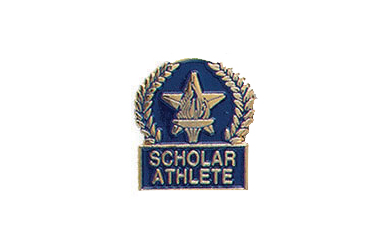 Star & Torch Scholar Athlete Pin with Blue Enamel Fill