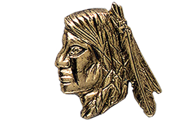 Indian Brave Head Pin, Gold Tone Metal