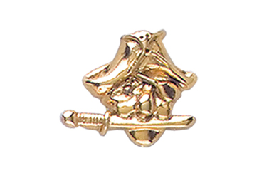 Pirate Head Pin, Gold Tone Metal