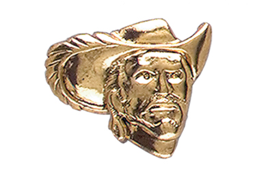 Cavalier Head Pin, Gold Tone Metal