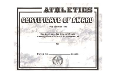 Stock Athletic Certificate