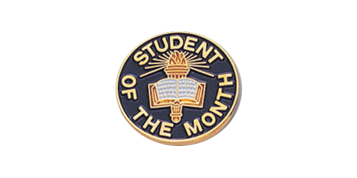 Student of the Month Pin, Gold with Blue Enamel Fill