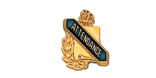 Attendance Scroll Shape Pin, Gold