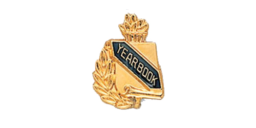 Yearbook Scroll Shape Pin, Gold