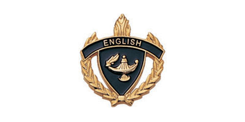 English Torch & Wreath Pin, Gold