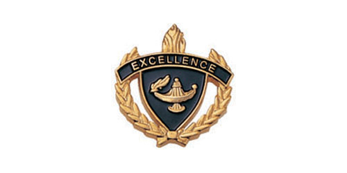 Excellence Torch & Wreath Pin, Gold