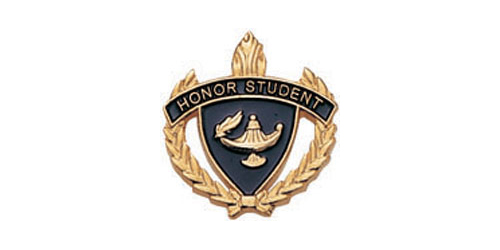 Honor Student Torch & Wreath Pin, Gold