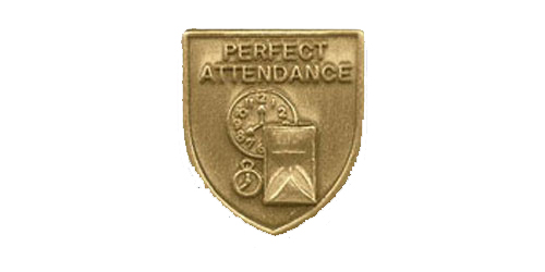 Perfect Attendance Lapel Pin, Gold Only