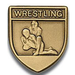 Wrestling with Engraving Bar Lapel Pin, Multiple Finishes