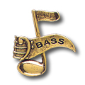 Music Note with Bass Pinsert, Gold