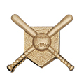 Crossed Bats Metal Insert, Gold - Box of 25