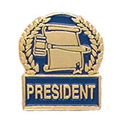 Gavel & Scroll President Pin with Blue Enamel Fill