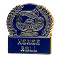 Lamp of Knowledge Honor Roll Pin with Blue Enamel Fill