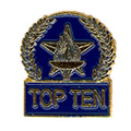 Star & Torch Top Ten Pin with Blue Enamel Fill