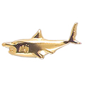 Shark Pin, Gold Tone Metal