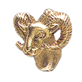 Ram Head Pin, Gold Tone Metal