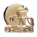 Football Helmet with Champs Specialty Pin, Gold