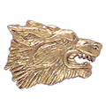 Wolf Head Pin, Gold Tone Metal