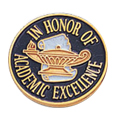 In Honor of Academic Excellence Pin, Gold with Blue Enamel Fill