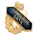 Language Arts Scroll Shape Pin, Gold