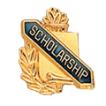 Scholarship Scroll Shape Pin, Gold