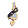 Treble Clef with Choir Pin, Gold